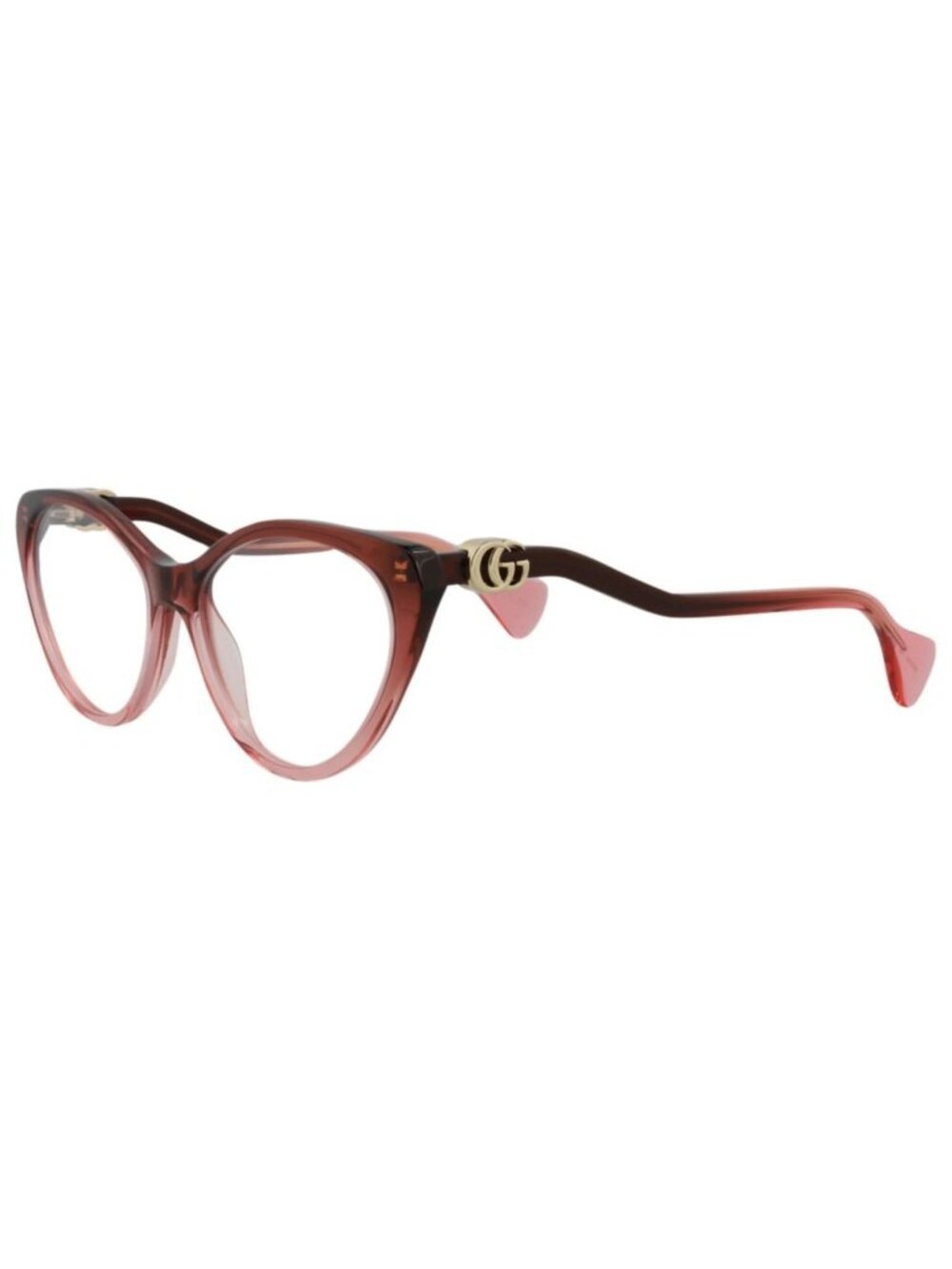 New Gucci Women's Eyeglasses Cat Eye Acetate Frame Burgundy Burgundy Transparent